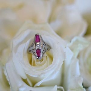 ISO Belais antique ruby garnet and diamond sterling silver ring